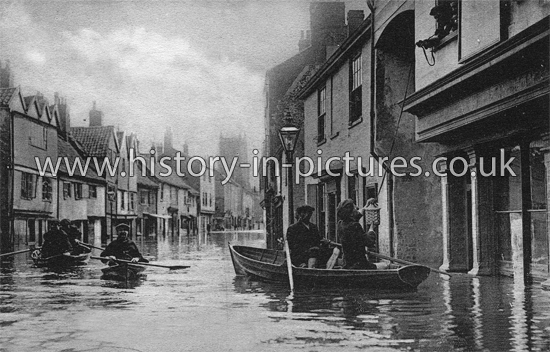 The Norwich Floods, top window of public house used as Bar, Norwich, Norfolk. August 27th 1912.